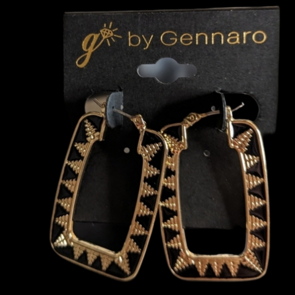 Gennaro Gold‎ Tone Rectangle Hoops